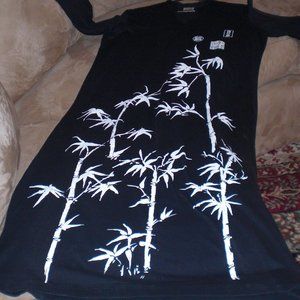 Japanese style cotton dress black